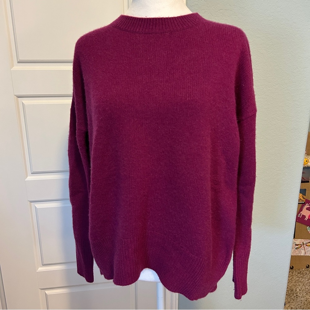 THEORY Women's Cashmere Sweater Karenia Mock Turtleneck Fuchsia Tunic S